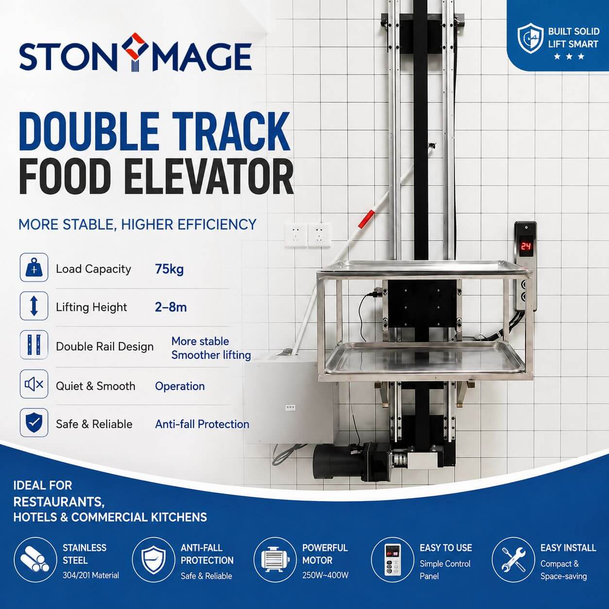 double track food lift for restaurant